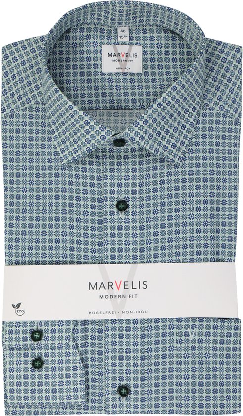 Marvelis Herenhemd met lange mouwen in chambray modern