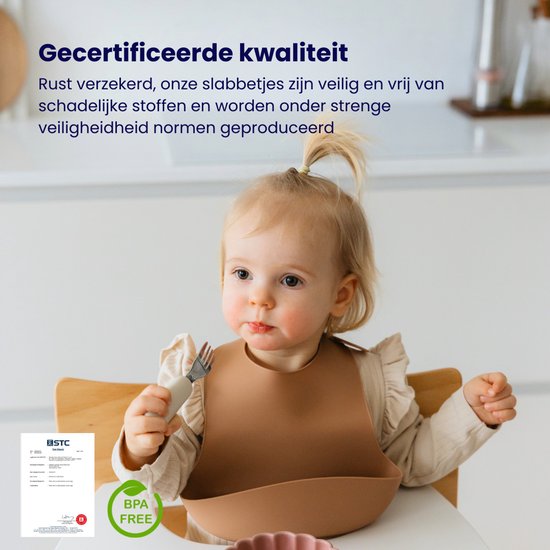Funnies Siliconen Aardetinten Slab 3-Pack - Set van 3 Slabbetjes - Slabbers met Opvangbakje - 30 x 24cm - Zacht, Flexibel en Makkelijk Schoon te Maken - Verstelbare Pasvorm voor Baby’s en Peuters - Ideaal voor Voeden zonder Knoeien van Funnies. — afbeelding 5