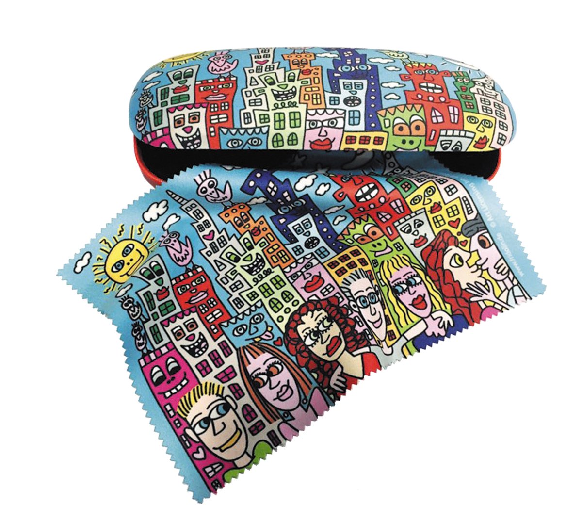Fridolin hardcase brillenkoker met doekje - James Rizzi Summer in the City