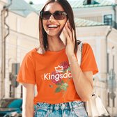 Oranje Koningsdag T-shirt - MAAT 2XL - Dames Pasvorm - Kingsday Rose