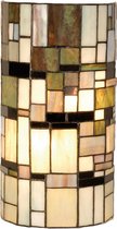 HAES DECO - Wandlamp Tiffany 20x11x36 cm Beige Bruin Kunststof Ijzer Halfrond Muurlamp Sfeerlamp Tiffany Lamp