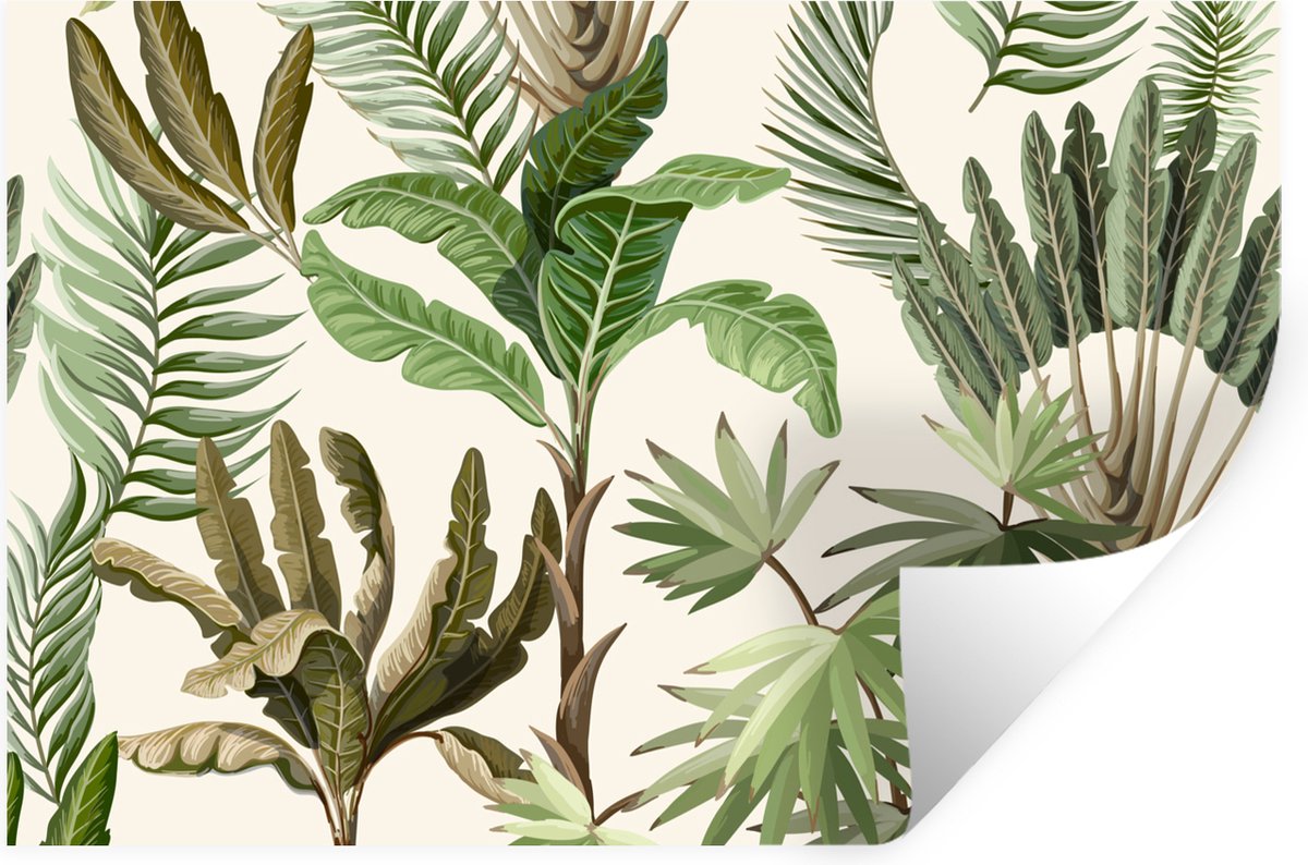 Muurstickers - Sticker Folie - Jungle - Palmboom - Bananenplant - Kinderen - Natuur - Plan