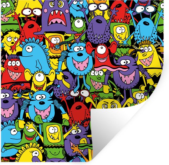 Stickers muraux - Sticker Foil - Motifs - Monster - Drôle - Abstrait - Filles - Garçons - 50x50 cm - Film Adhésif - Stickers muraux Chambre d'Enfant - Papier Peint Auto Adhésif