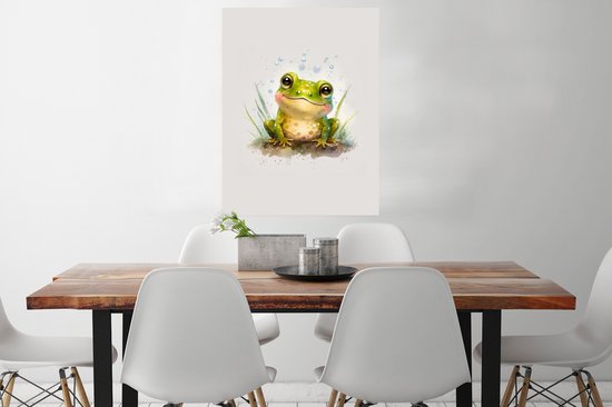 Affiche Grenouille - Vert - Aquarelle - Animaux - Garçon - Fille - 60x80 cm
