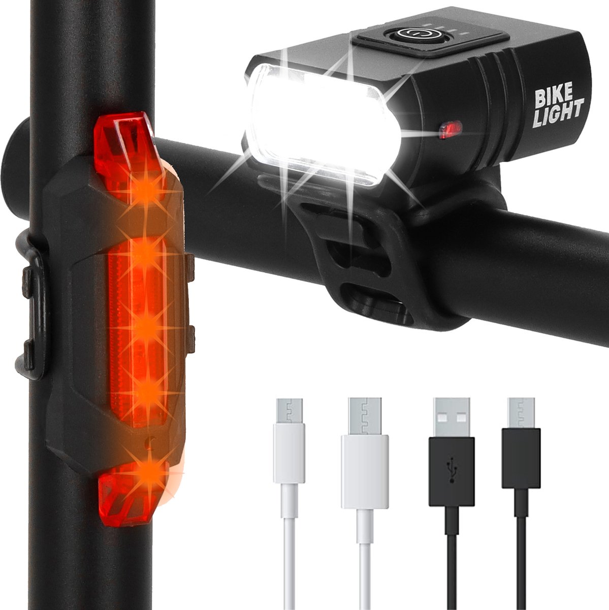 Springos Fietslamp - Fietslicht - Fietsverlichting - Achterlicht fiets - LED - USB - 1000 lumen - Zwart