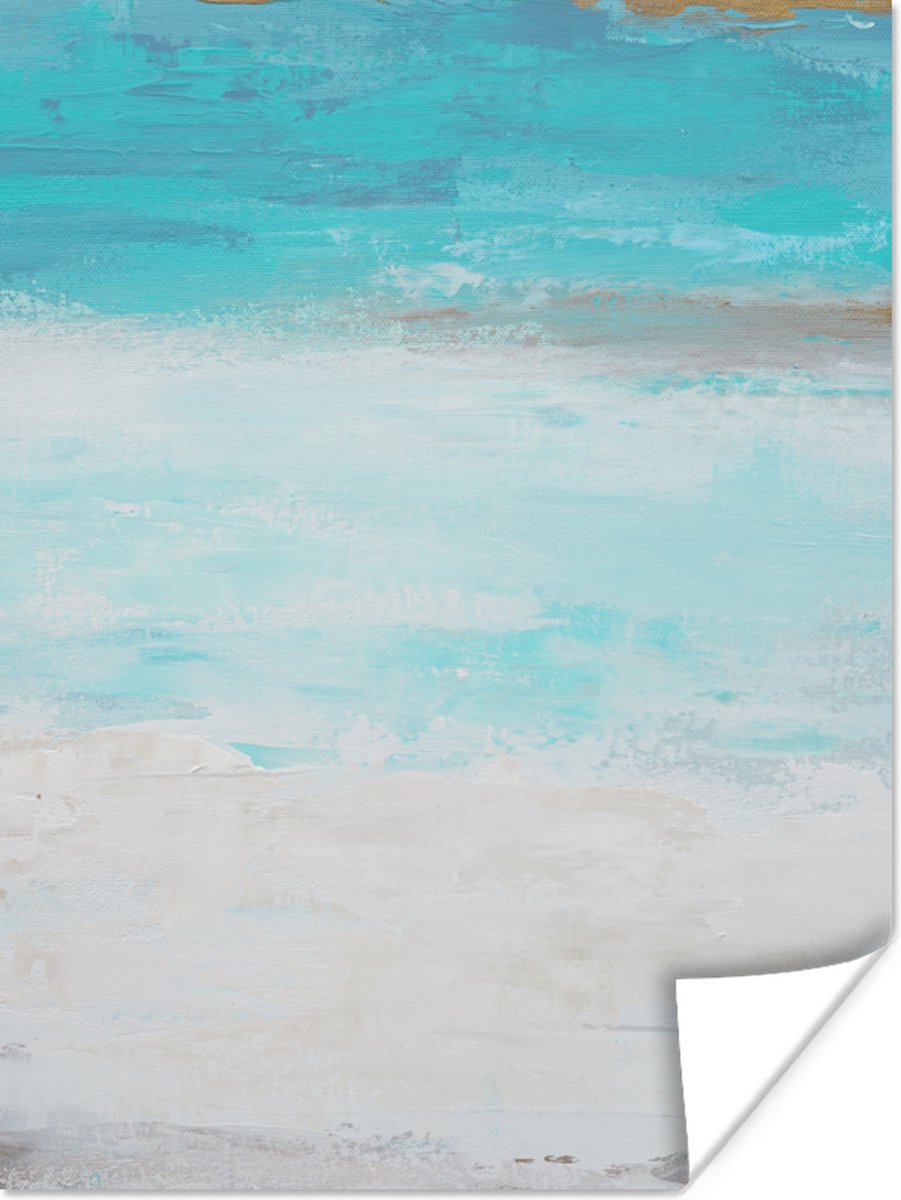 Poster Verf - Blauw - Wit - Kunst - 60x80 cm