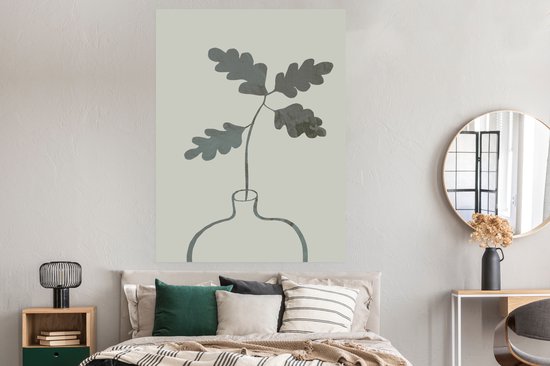 Poster Fleurs - Feuilles - Pot de fleurs - Vert - 120x160 cm XXL