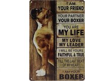 Wandbord – Boxer - Hond - Retro - Wanddecoratie – Reclame bord – Restaurant – Kroeg - Bar – Cafe - Horeca – Metal Sign – 20x30cm