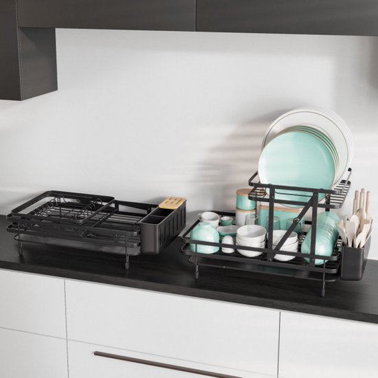 Égouttoir à vaisselle de cuisine avec plateau d'égouttement et support pour  ustensiles de cuisine - élégant et bien conçu : : Cuisine et Maison