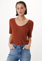 Gebreide Half Sleeve Top Dames - Bright Oranje - Maat XXL