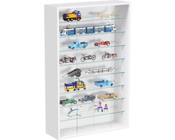 VDD - Vitrinekast staand of hangend - Wandvitrine - Vitrine - Glazen kast - Wandvitrine - Verzamelkast - Glazen kast - Schuifdeuren - 60 x 105 x 20 cm - Wit
