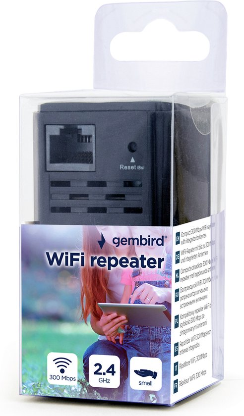 Gembird WiFi repeater 300Mbps ZWART/WIT, Wit