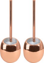 MSV Toilet/wc-borstel houder - 2x - Kymi - keramiek - rose goud - 39 x 12 cm