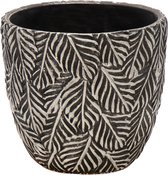 Mega Collections Cache-pot/pot de fleur - céramique - gris anthracite/argent - D22,5 x H21 cm