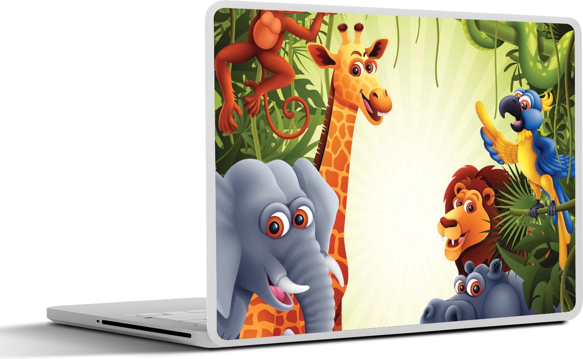 Laptop sticker - 17.3 inch - Jungle - Jongens - Meiden - Baby - Olifant - Leeuw - Giraf - 40x30cm - Laptopstickers - Laptop skin - Cover