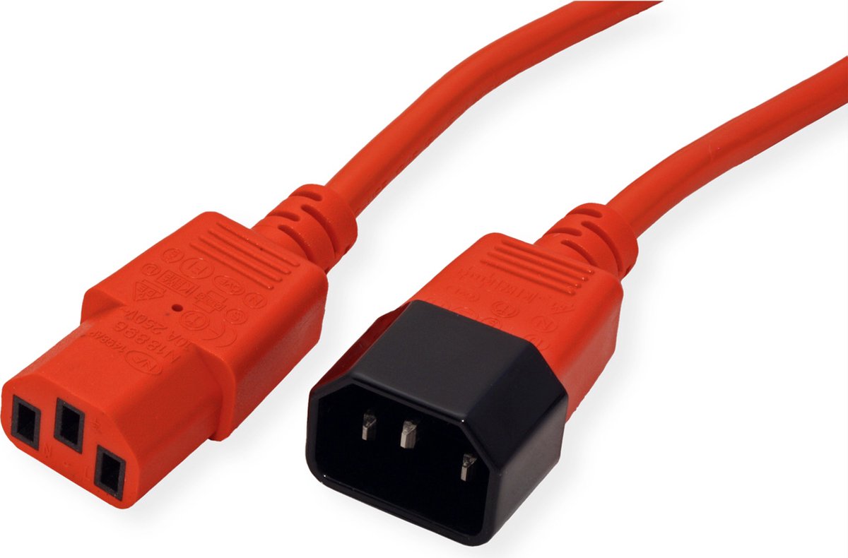 ROLINE stroomverlengkabel, IEC 320 C14 - C13, rood, 1,8 m