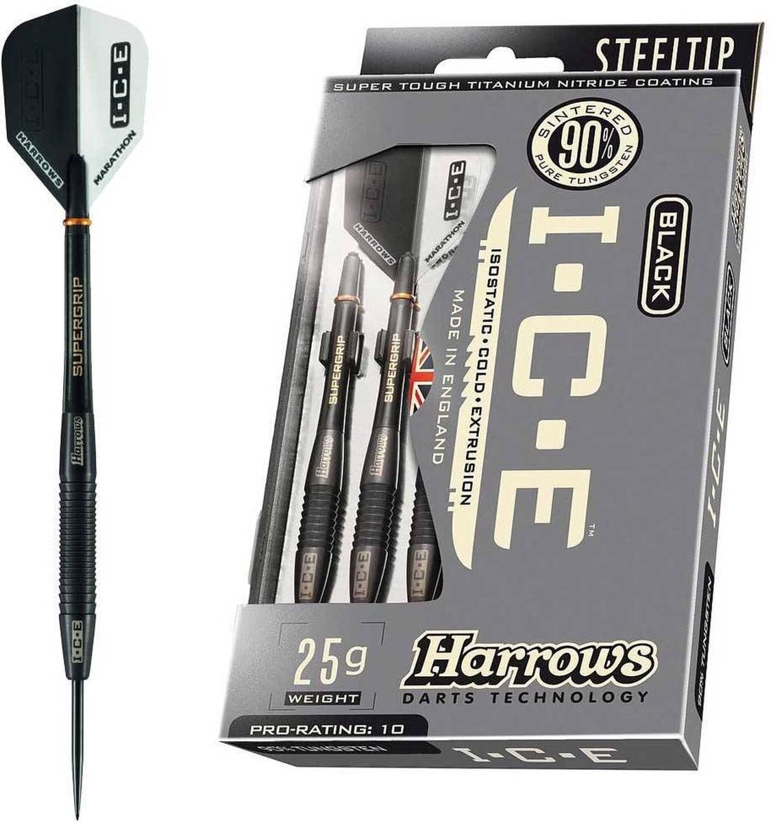 3 fléchettes pointe acier 90% Tungstène 25g Harrows Taipan