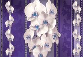 Fotobehang Flowers Floral Orchids Pattern | XXL - 312cm x 219cm | 130g/m2 Vlies