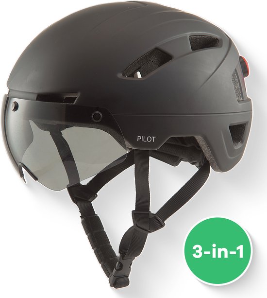 GOOFF® PILOT 3 in 1 Snorscooterhelm met afneembaar vizier - matzwart -...