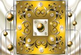 Fotobehang Yellow Diamond Abstract Modern | PANORAMIC - 250cm x 104cm | 130g/m2 Vlies