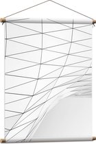 Textielposter - Abstract Figuur van Witte Geometrische Platen - 60x80 cm Foto op Textiel