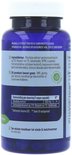 Blauwe pot met witte dop. Etiket vermeldt 'Rhodiola Extract 500 mg' met ingrediënten en 'VEGAN'.