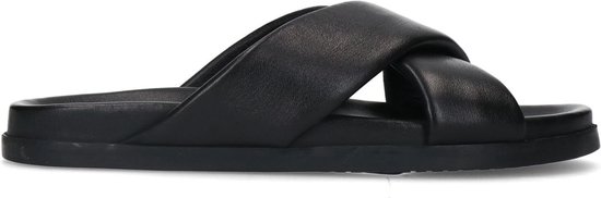 Manfield Heren Zwarte leren sandalen Maat 44 bol