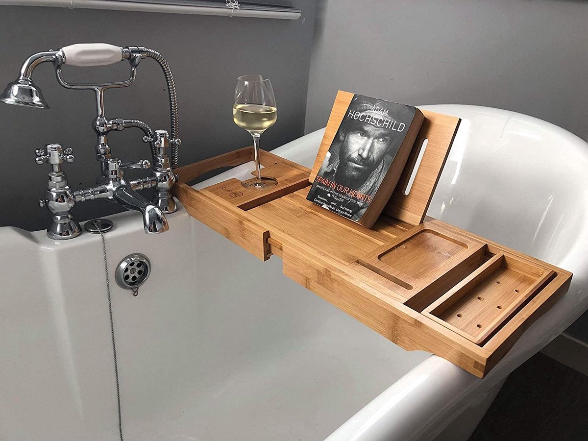 Baignoire Extensible, Support de Table pour Téléphone, Livre de Vin, Eau,  Étagère, Accessoires de Baignoire, Spa