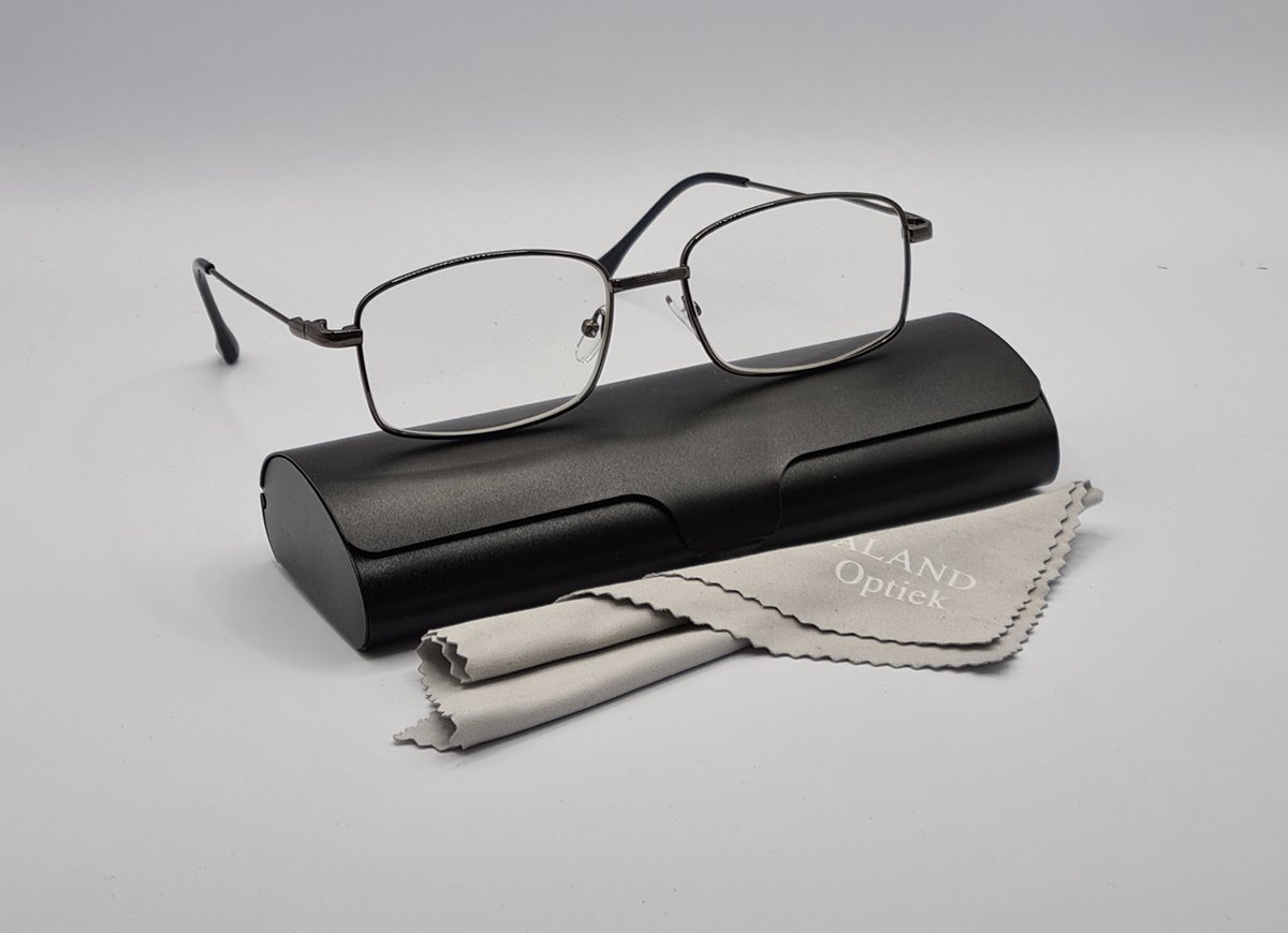 Grote leesbril +2.0 in brillenkoker met microvezeldoekje / unisex bril van  metalen... | bol.com