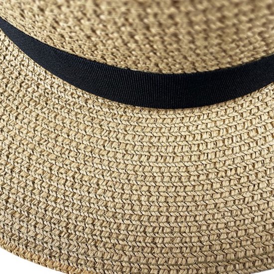 Panama hoed heren & dames - Fedora - Zonnehoed - Strohoed - Strandhoed - Maat: 58cm verstelbaar - Kleur: Zwart - Merkloos
