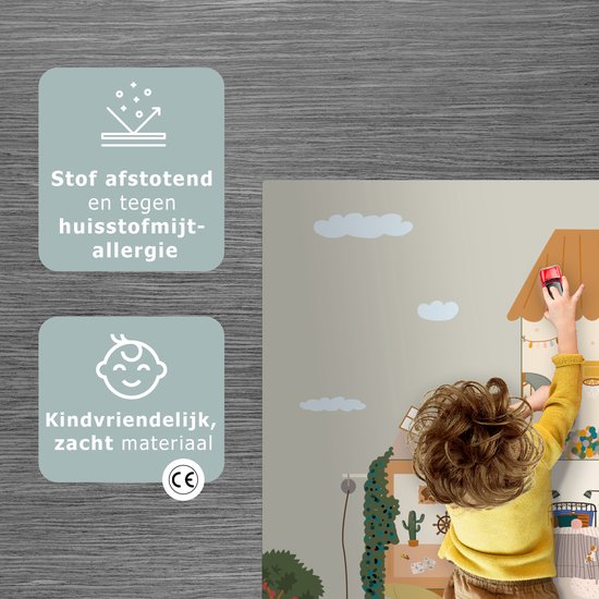 LetsPlaymats® Speelmat baby kinderen - Poppenhuis - Kinderen - Meubels - Design - Bruin - Speelkleed van vinyl - Speeltapijt - Antislip - 135x90 cm van LetsPlaymats® — afbeelding 3