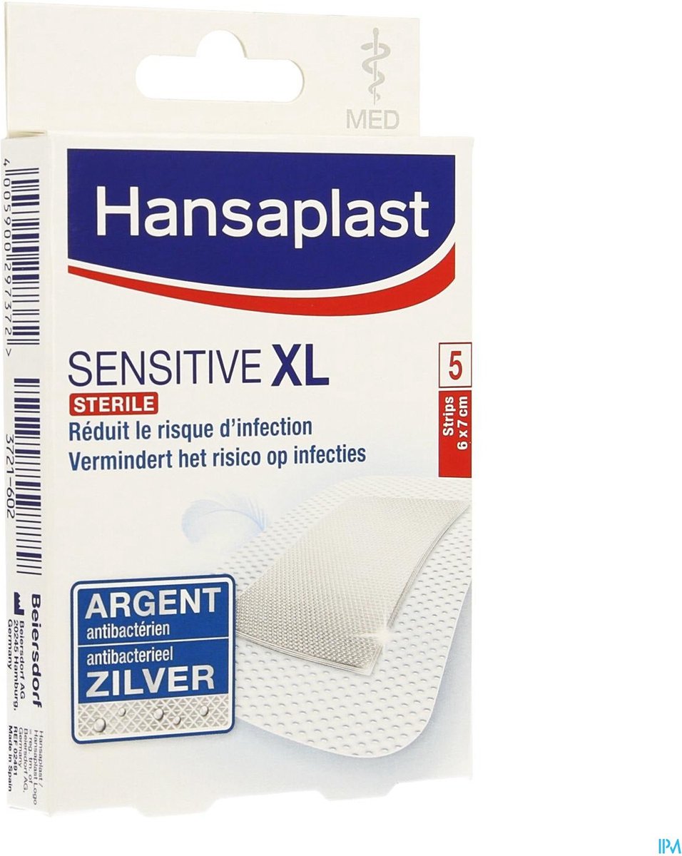 Hansaplast Sensitive Antibacterieel Argent Pansements XL - 5 pièces |  bol.com