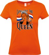Dames T-shirt Long Live The Queen Maxima | Koningsdag kleding | oranje t-shirt | Oranje dames | maat L