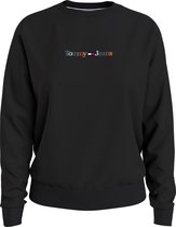 Tommy Jeans - Dames Sweaters Reg Serif Color Sweater - Zwart - Maat S