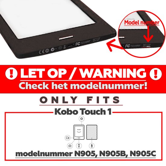 Lunso - Geschikt voor Kobo Touch 1 (6 inch) - flip hoesje - Blauw van Lunso — afbeelding 2