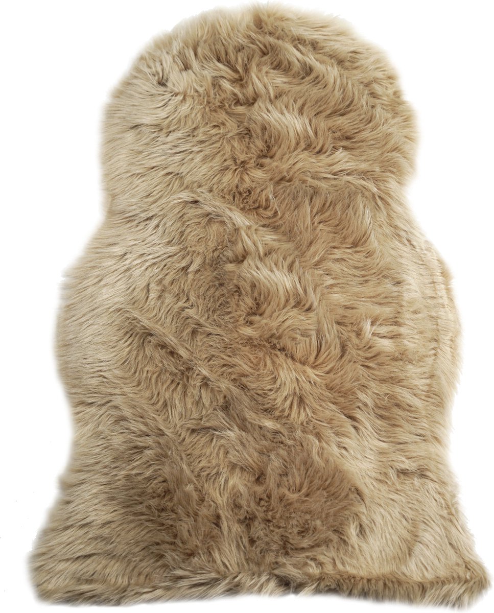 HOOMstyle Schapenvacht Oslo - Imitatie Dierenvel - 60 x 90 cm - Vloerkleed - Beige / Caramel