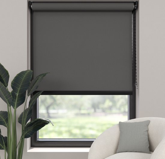 Dutchblinds Store enrouleur - translucide - Anthracite - 135x275cm - Décoration de fenêtre personnalisée