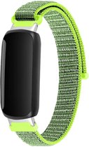 Nylon Smartwatch bandje - Geschikt voor Fitbit Inspire 3 nylon bandje - flash yellow - Strap-it Horlogeband / Polsband / Armband