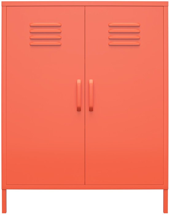 Foto: Cache kast met 2 deuren in metaal oranje