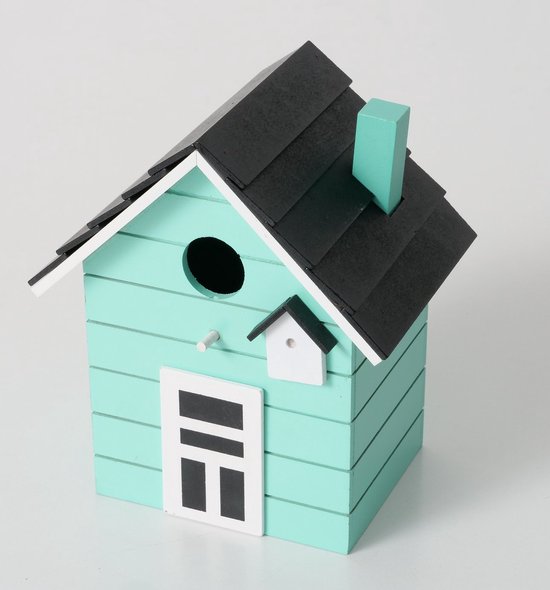 Nestkast voor vogels - Geschikt Voor Mus, Koolmees, Pimpelmees - Hangen Of Staan - Hout - Mint Groen - 12x17x20 cm