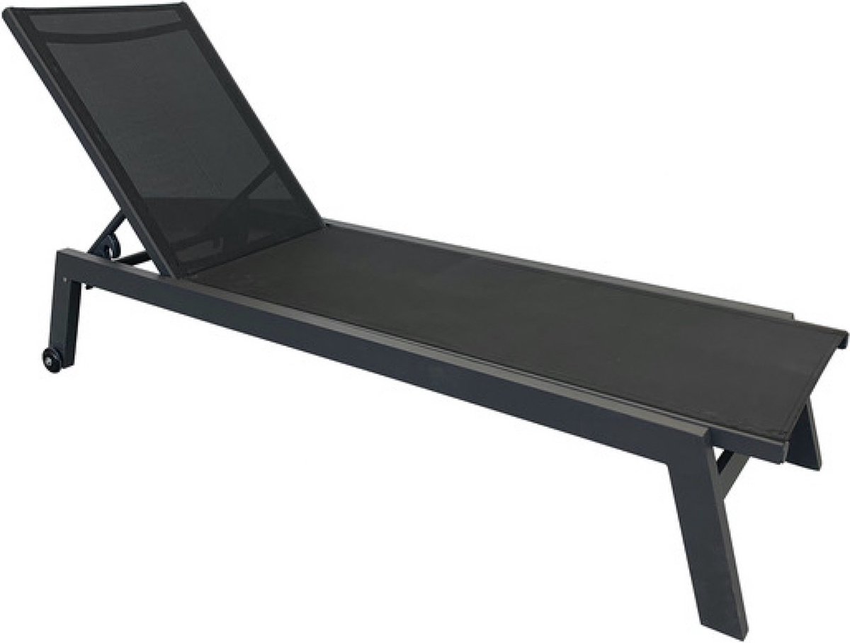 Ligbed Bonaire | Black | Aluminium & Textileen | Stapelbaar