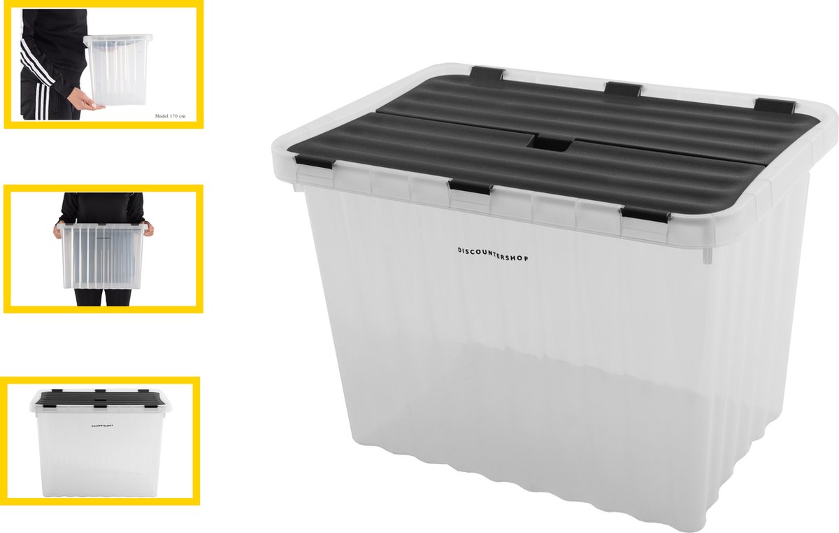 Opbergbox met Deksel 15L - Kunststof - 39x26x26 cm - Transparant