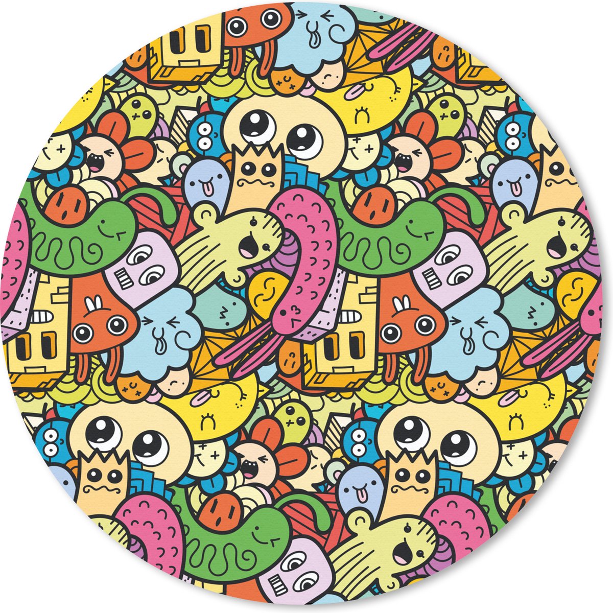Muismat rond 50x50 cm - Mousepad Kinderen - Patronen - Regenboog - Design - Meiden - Jongens - Ronde muismatten