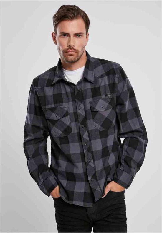Brandit Overhemd -7XL- Checked Zwart/Grijs