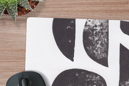 Tapis de souris XXL - Sous-main - Sous-main - Formes - Abstrait - Zwart - Wit - 80x60 cm - Tapis de souris XXL