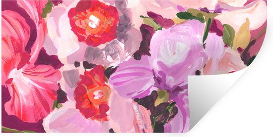 Muurstickers - Sticker Folie - Roze - Orchidee - Bloemen - Kleuren - Botanisch - 120x60 cm - Plakfolie - Muurstickers Kinderkamer - Zelfklevend Behang - Zelfklevend behangpapier - Stickerfolie