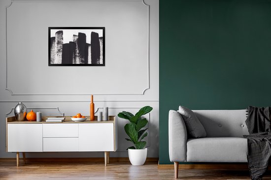 Cadre photo avec affiche - Peinture - Abstrait - Zwart - Wit - 60x40 cm - Cadre pour affiche