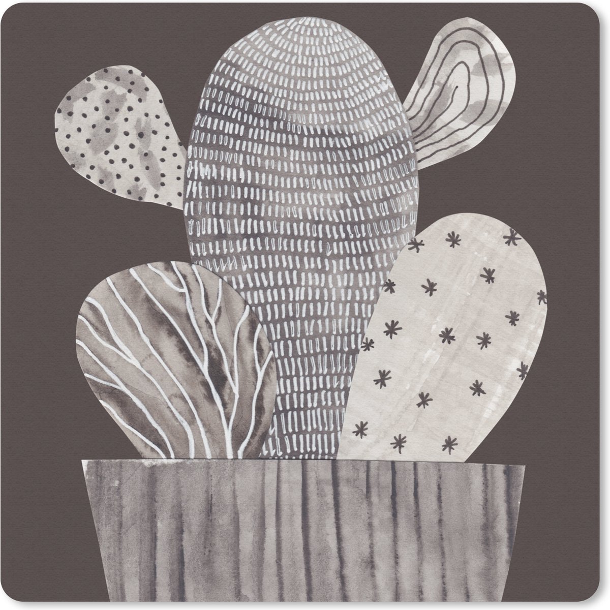 Muismat 20x20 cm - Mousepad Cactus - Plant - Stippen - Strepen - Muismatten