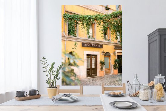 Stickers muraux - Sticker Foil - Rome - Restaurant - Jaune - Plantes - Porte - 90x120 cm - Film Adhésif - Stickers muraux Chambre Enfant - Papier Peint Auto Adhésif