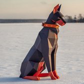 Doberman Sculptuur - Papercraft - DIY - 100cm - Inclusief Lijm en Vouwbenen